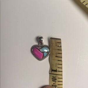 Cotton candy turquoise heart pendant authentic sterling silver stamped 925